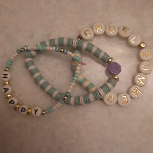 Preppy Tween Stackable Claybead Bracelets 3Pc Set - Picture 3 of 6